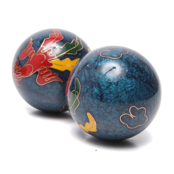 Chinese Baoding Balls Metal Meditation Health Relaxation Soothing Hand Blue Red - Picture 2 of 10